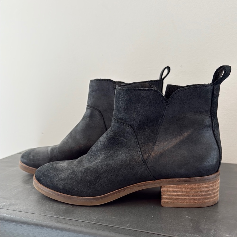 Lucky Brand Black Ankle Booties with Elastic Panels